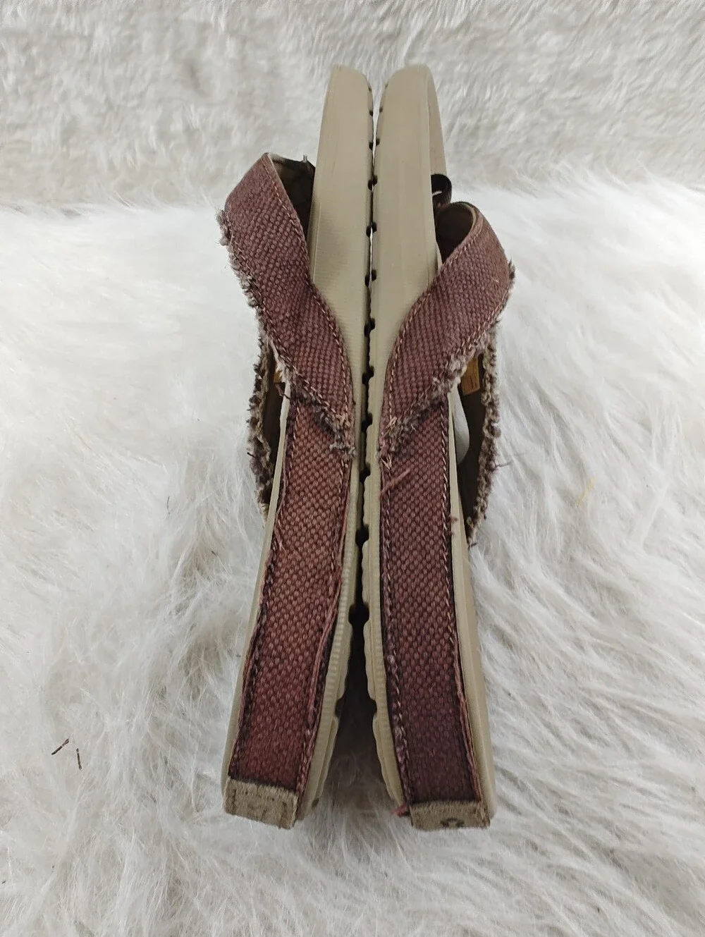 Crocs Dual Comfort Khaki Canvas Fabric Flip Flop Sandals Men's Size 12 Comfort